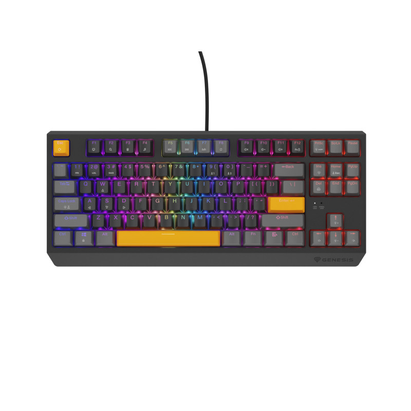Genesis herná klávesnica THOR 230/TKL/RGB/Outemu Red/Drôtová USB/US layout/Anchor Positive Šedá