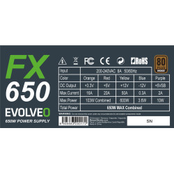 EVOLVEO FX 650, zdroj 650W ATX, 14cm, 80+, Bronze, 3YRW