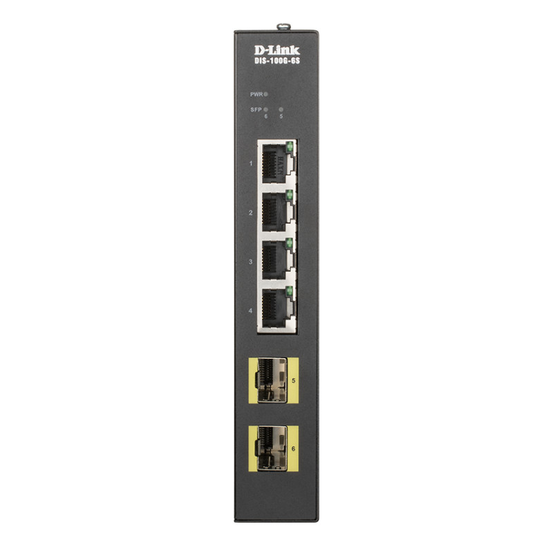 D-Link DIS-100G-6S Priemyselný Gigabit unmanaged switch, 4GbE, 2 SFP