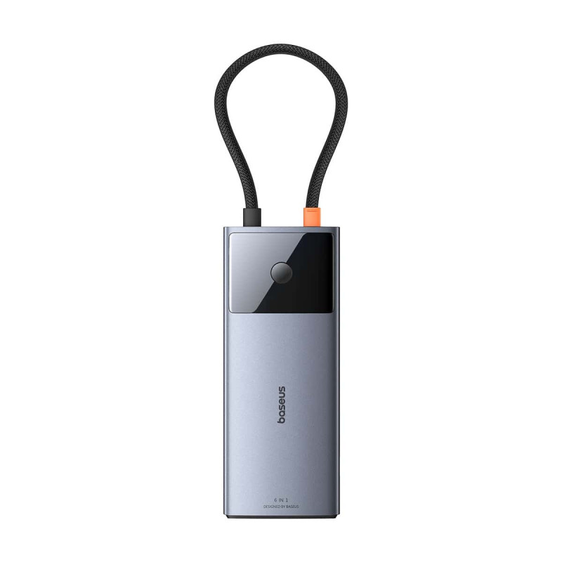NONAME - Baseus hub Series 2 USB 6v1 (USB-C/HDMI4K60Hz/USB-C(10Gbps)/USB-A(10Gbps)/RJ45/USB-C(PD) sivý