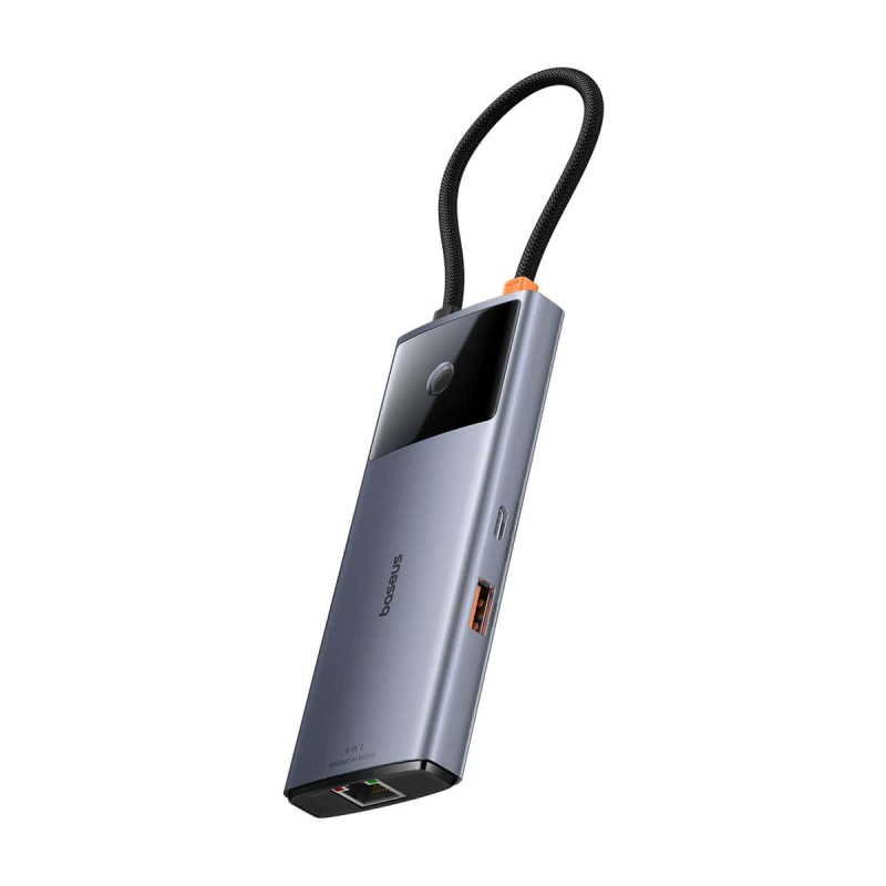 NONAME - Baseus hub Series 2 USB 6v1 (USB-C/HDMI4K60Hz/USB-C(10Gbps)/USB-A(10Gbps)/RJ45/USB-C(PD) sivý