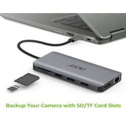 Acer 12in1 USB-C dongle (USB, HDMI, PD, CD, DP, RJ45)