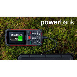 EVOLVEO StrongPhone W4, IP68 odolný Dual SIM telefón, 2,8'' LCD, 2500mAh, Powerbanka, černo-červený