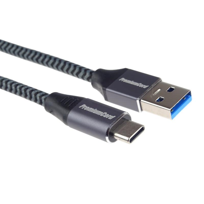 PremiumCord kábel USB-C - USB 3.0 A (USB 3.1 generation 1, 3A, 5Gbit/s) 0,5m oplet