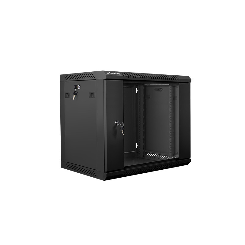 LANBERG - Nástenný rack 19'' 9U 600X450mm černý flat pack