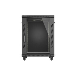 LANBERG INŠTALAČNÝ RACK 19'' 15U 600X800 ČIERNE SKLENENÉ DVERE (PLOCHÉ BALENIE)