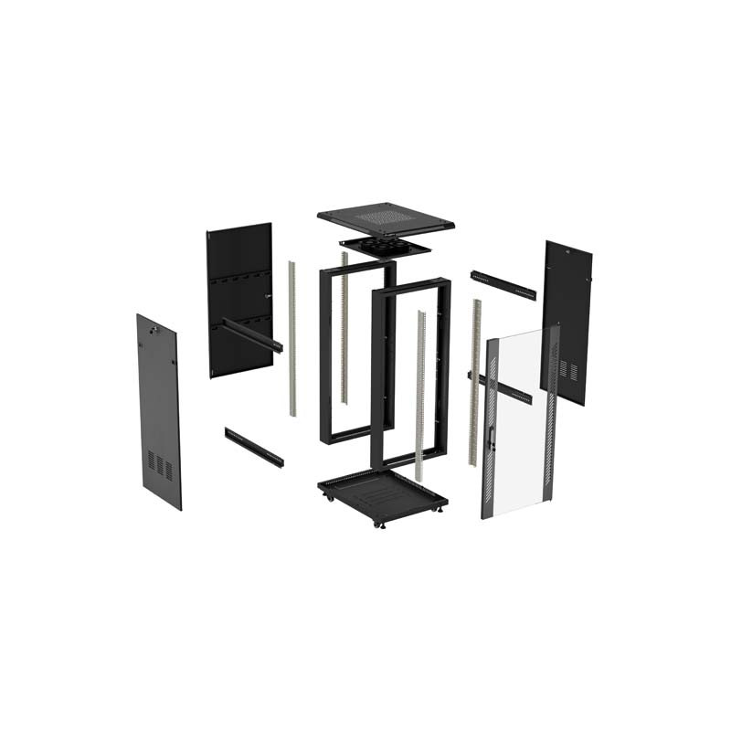 LANBERG INŠTALAČNÝ RACK 19'' 15U 600X800 ČIERNE SKLENENÉ DVERE (PLOCHÉ BALENIE)