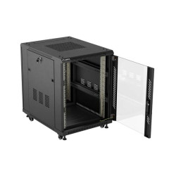 LANBERG INŠTALAČNÝ RACK 19'' 15U 600X800 ČIERNE SKLENENÉ DVERE (PLOCHÉ BALENIE)