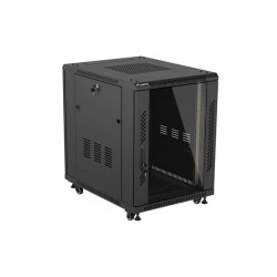 LANBERG INŠTALAČNÝ RACK 19'' 15U 600X800 ČIERNE SKLENENÉ DVERE (PLOCHÉ BALENIE)