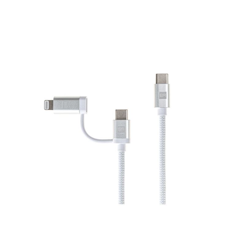 ER POWER Dual Cable USB-C C/L Mfi 100cm white