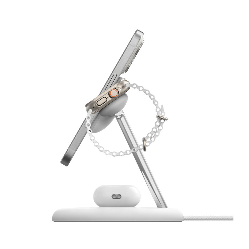 Belkin BOOST CHARGE PRE Qi2, 15W 3v1 magnetický stojan, biely