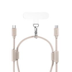 Epico šnúrka na telefón s USB-C káblom - béžová