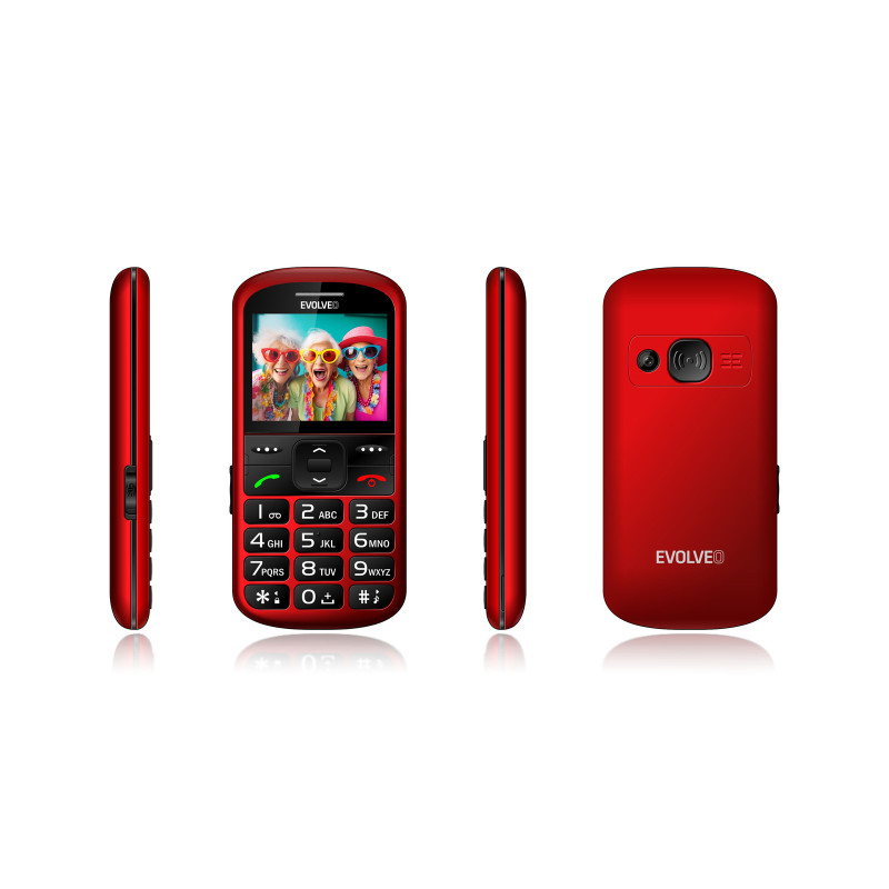 EVOLVEO EasyPhone XS, mobilný telefón pre seniorov, červený
