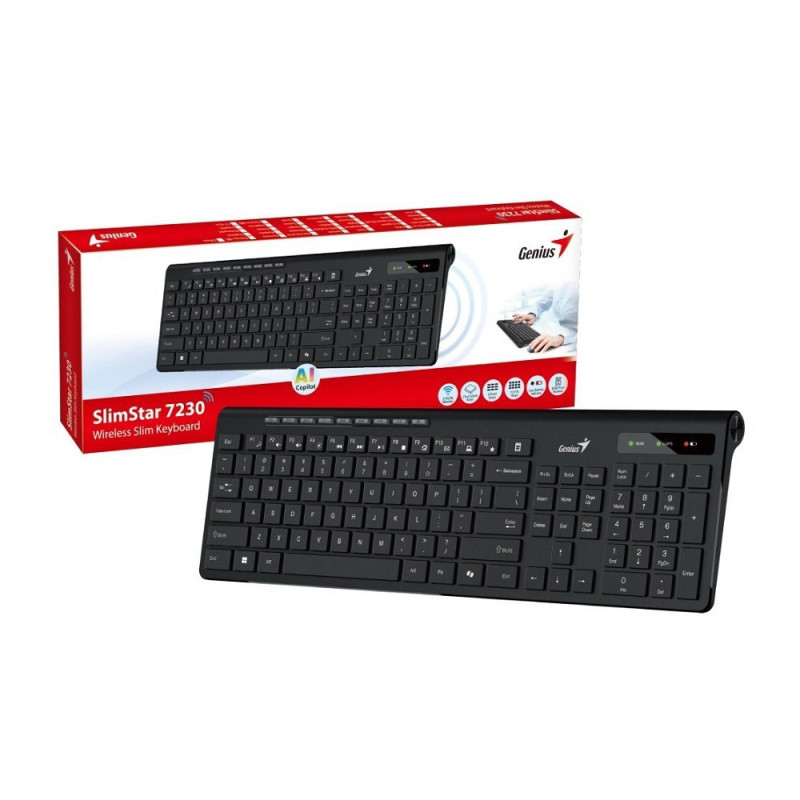 Genius SlimStar 7230/Bezdrôtová USB/ CZ- SK layout/Čierna