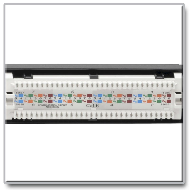 EATON - Patch panel pre montáž do racku 1U, 24x Cat6 PoE+ Compliant, 110/Krone, 568A/B, RJ45 Ethernet
