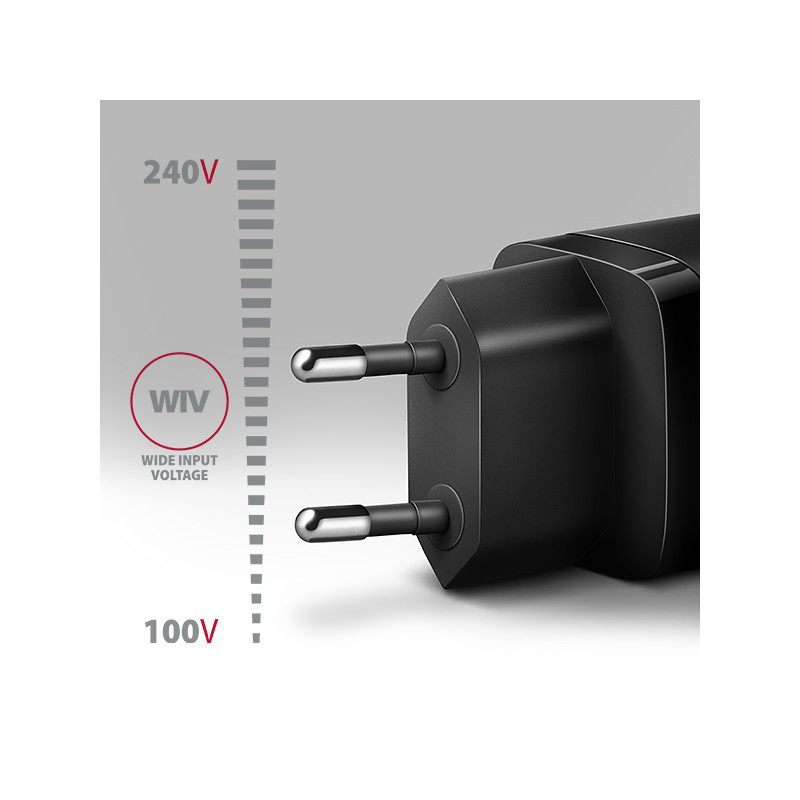 AXAGON ACU-PD20, nabíjačka do siete 20W, 1x port USB-C, PD3.0/PPS/QC4+/AFC/Apple, čierna