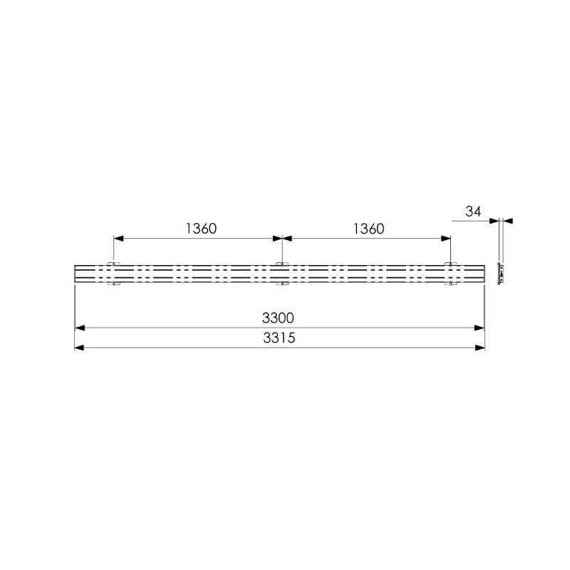 VOGELS - Vogel´s horizontálna časť adaptéra Connect-it PFB 3433 S, 3315 mm, striebra