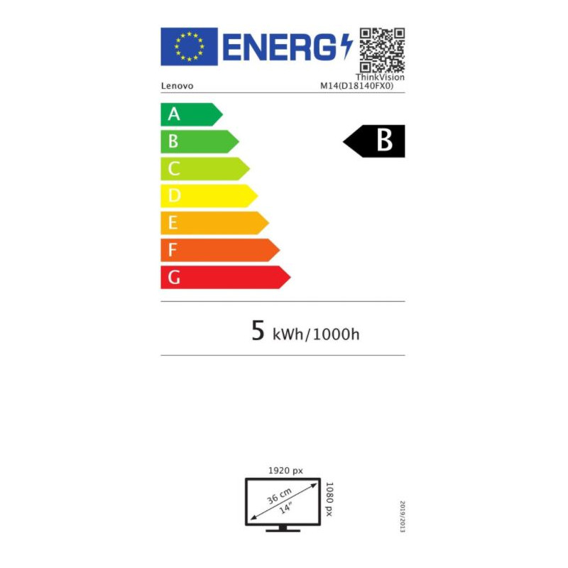 Lenovo ThinkVision/M14/14''/IPS/FHD/60Hz/6ms/Black/3R