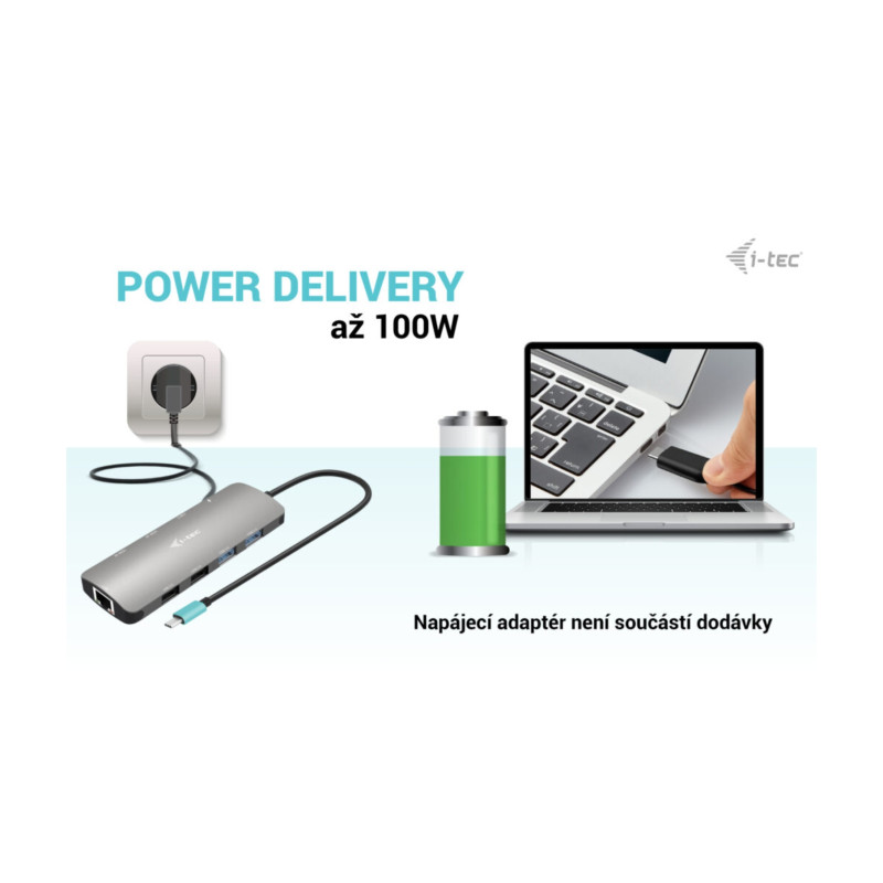 i-tec USB-C Metal Nano 2x HDMI Docking Station, PD 100W