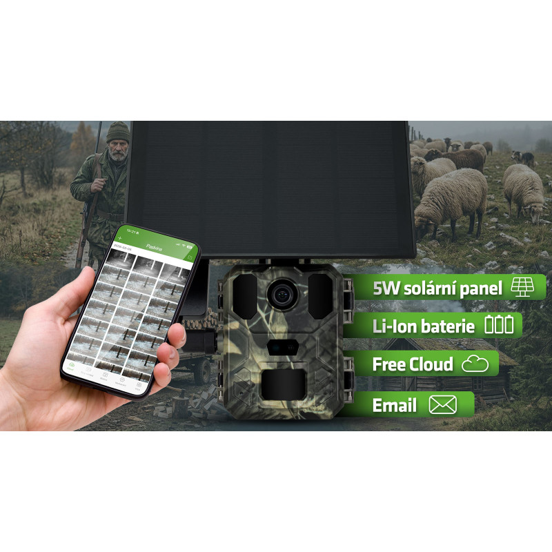EVOLVEO StrongVision LTE MINI, fotopasca & bezp. kamera, cloud/e-mail, solárny panel, 3x18650 batérie
