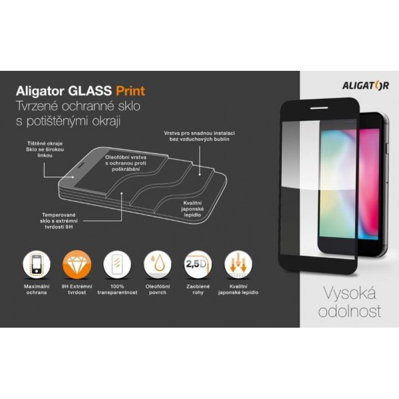 Aligator ochranné sklo PRINT pre Iphone 12 mini čierna