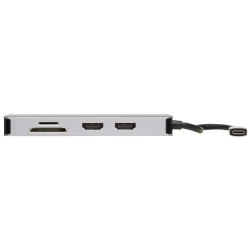 EATON - Dokovacia stanica USB-C, 2x displej, 4K 60Hz HDMI, USB 3.2 G1, USB-A, GbE, pamäť.karta, 100W PD, šedá