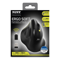 NONAME - PORT CONNECT ERGO SOFT COLLECTION/Vertikálna/Optická/Pre pravákov/1 600 DPI/USB+BT/Čierna