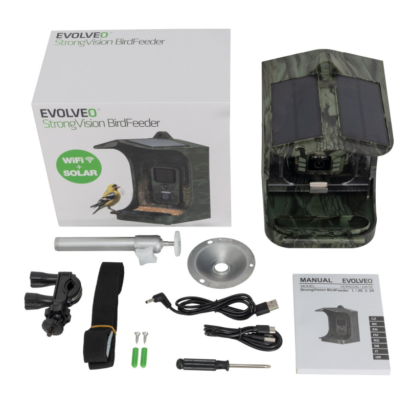 EVOLVEO StrongVision BirdFeeder - Chytré krmítko pre ptákov s kamerou a solárnym panelom