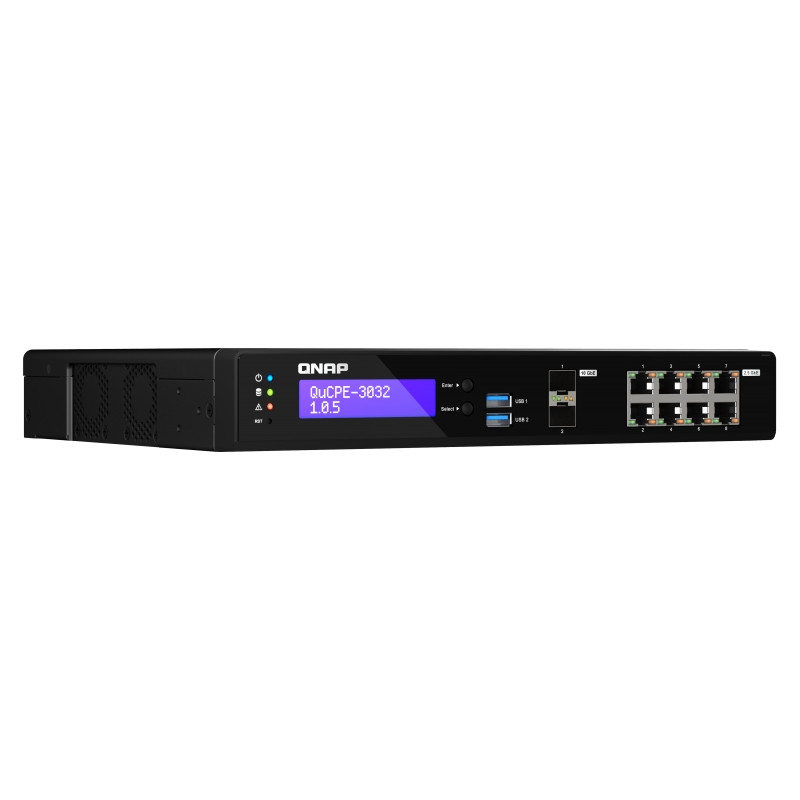 QNAP NVPE zariadenia QuCPE-3032-C3558R-8G (4core C3558R 2,4 GHz, 8GB RAM, 2x M.2, 8x2,5GbE, 2x10G SFP+)