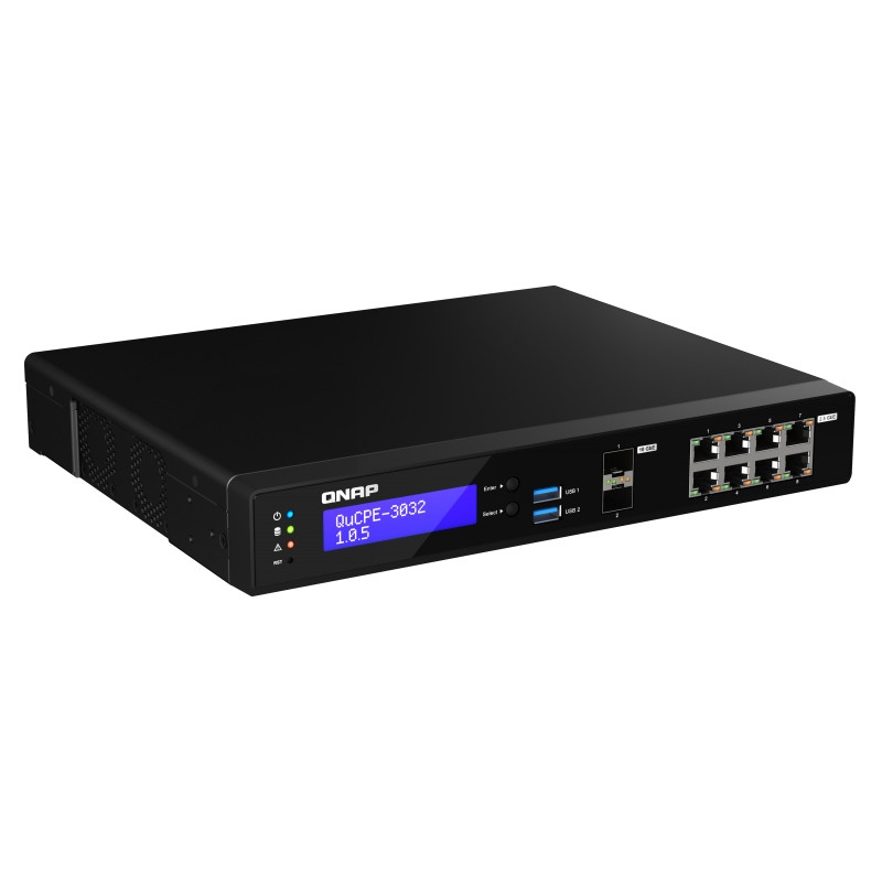 QNAP NVPE zariadenia QuCPE-3032-C3558R-8G (4core C3558R 2,4 GHz, 8GB RAM, 2x M.2, 8x2,5GbE, 2x10G SFP+)