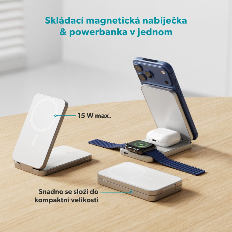 Epico UltraBase 4in1 8000mAh Fold powerbanka & bezdrôtový nabíjací stojan EF50