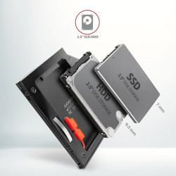AXAGON RSS-CD09 rámček pre 2.5'' SSD/HDD do DVD slotu, 9.5 mm, LED, hliník