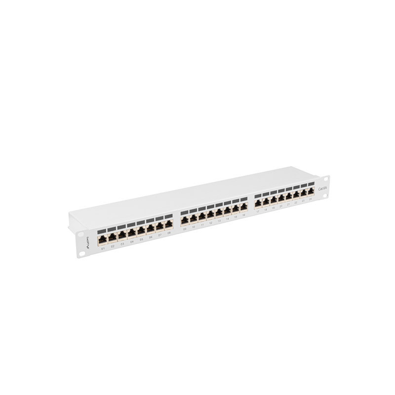 LANBERG PATCH PANEL 24 PORTOV 1U 19'' CAT.6A FTP TIENENÝ ŠEDÝ