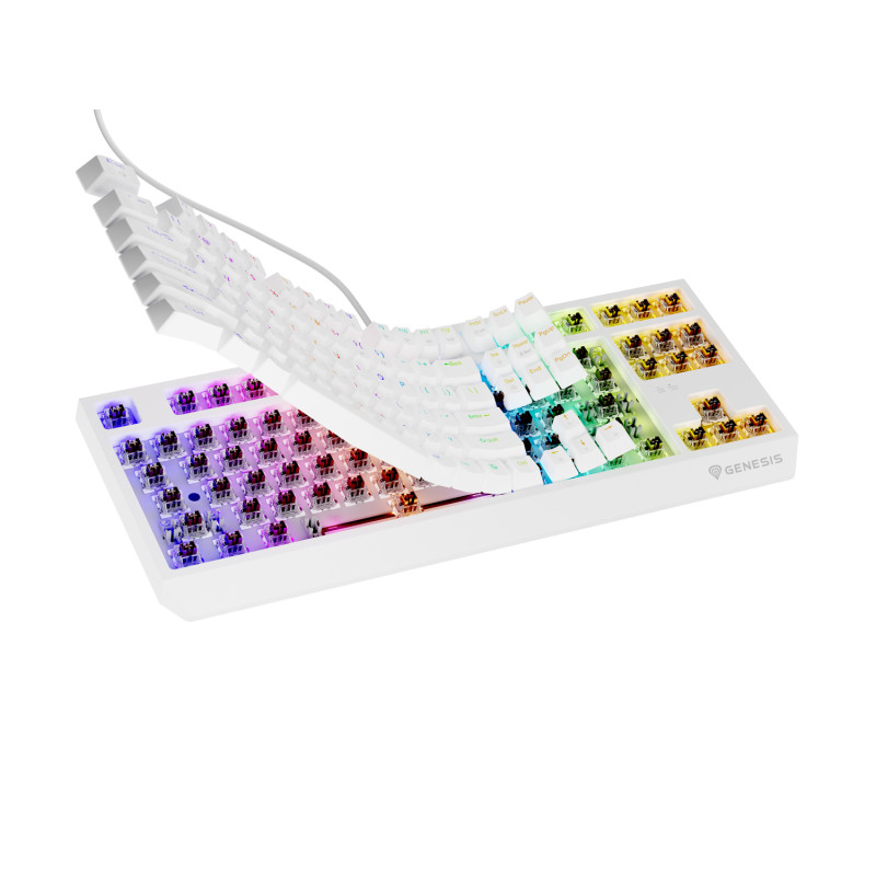 Genesis herná klávesnica THOR 230/TKL/RGB/Outemu Brown/Drôtová USB/US layout/Biela