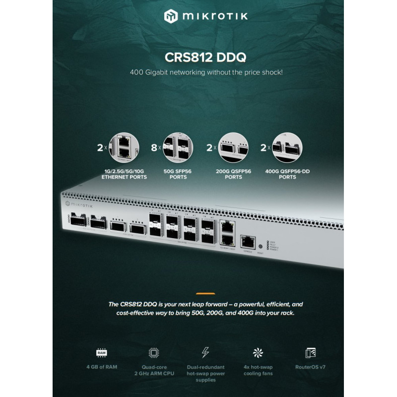 MikroTik CRS812-8DS-2DQ-2DDQ-RM, Cloud Router Switch