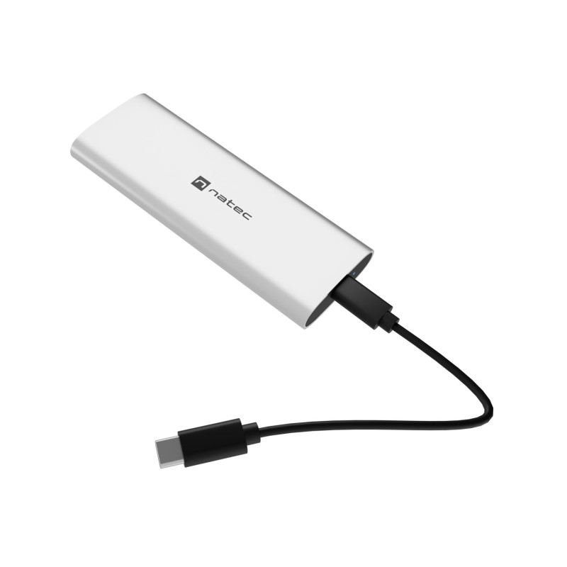 Externý box pre SSD Natec RHINO M.2 NVME LITE USB-C 3.2 GEN 2, hliníkové telo, ARCTIC SILVER