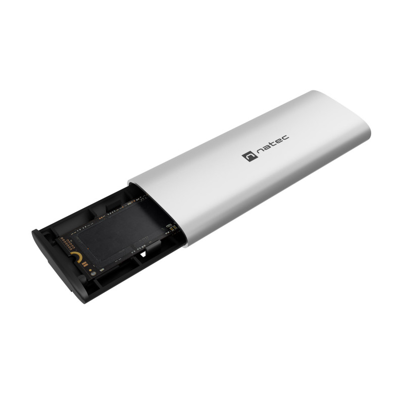 Externý box pre SSD Natec RHINO M.2 NVME LITE USB-C 3.2 GEN 2, hliníkové telo, ARCTIC SILVER