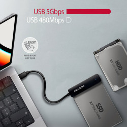 AXAGON ADSA-FP2C, USB-C 5Gbps - SATA 6G 2.5'' SSD/HDD SLIM adaptér