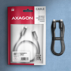 AXAGON BUCM2-CM20AB, CHARGE kábel USB-C -- USB-C, 2m, Hi-Speed USB, PD 240W 5A, ALU, oplet, čierny