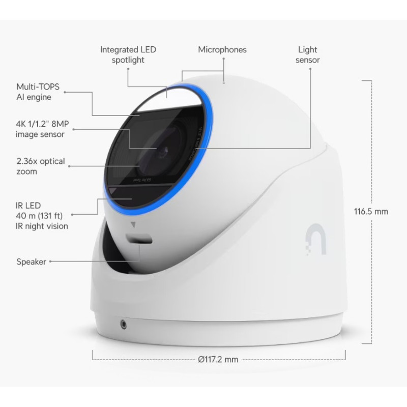 Ubiquiti UVC-G6-Pro-Turret-W, UniFi Protect G6 Pro Turret, biela
