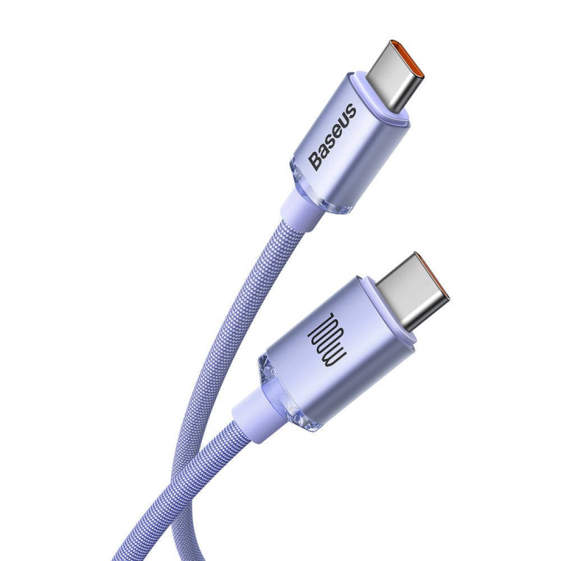 NONAME - Baseus CAJY000605 Crystal Shine Series Dátový Kabel USB-C - USB-C 100W 1,2m Purple