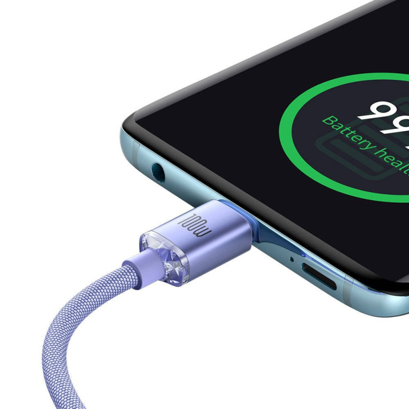 NONAME - Baseus CAJY000605 Crystal Shine Series Dátový Kabel USB-C - USB-C 100W 1,2m Purple