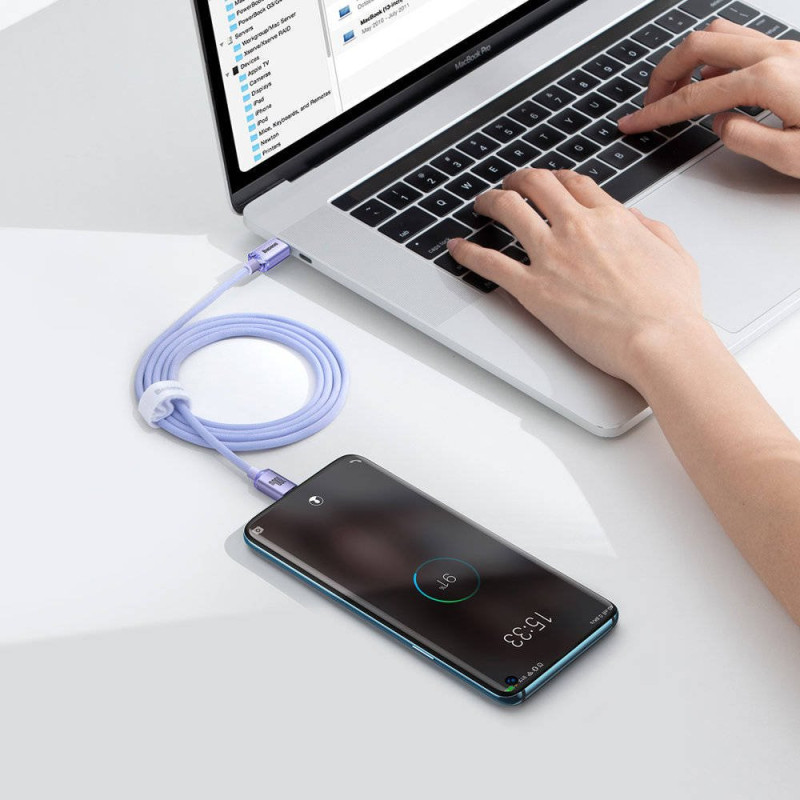 NONAME - Baseus CAJY000605 Crystal Shine Series Dátový Kabel USB-C - USB-C 100W 1,2m Purple