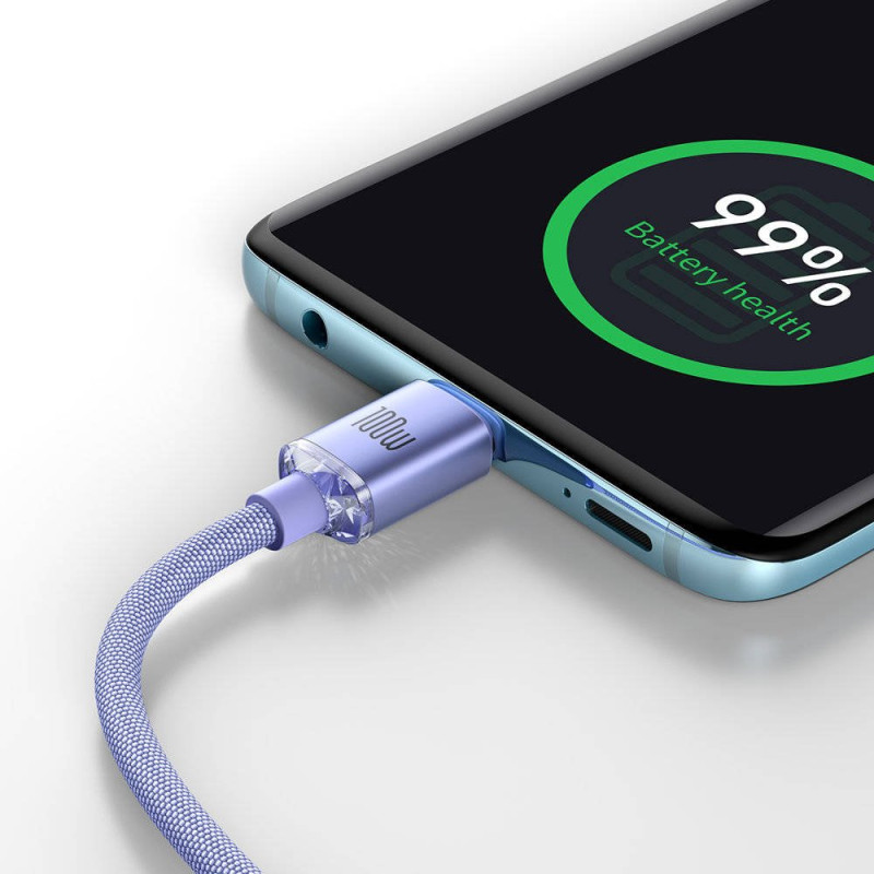 NONAME - Baseus CAJY000605 Crystal Shine Series Dátový Kabel USB-C - USB-C 100W 1,2m Purple