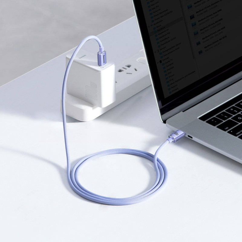 NONAME - Baseus CAJY000605 Crystal Shine Series Dátový Kabel USB-C - USB-C 100W 1,2m Purple