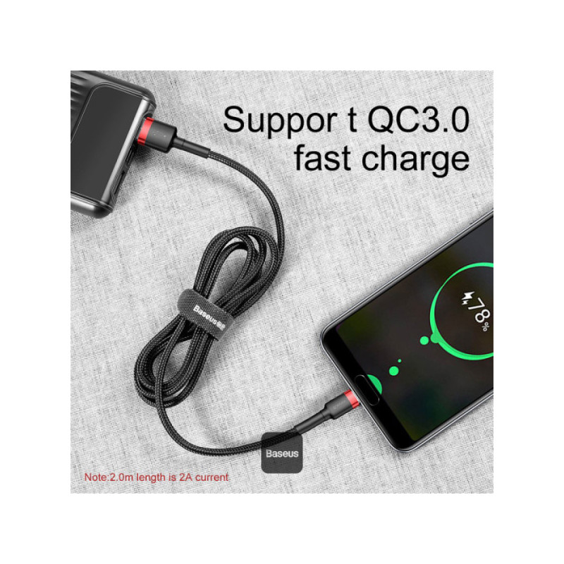 NONAME - Baseus dátový kábel Cafule USB-C 2m 2A červeno-čierny