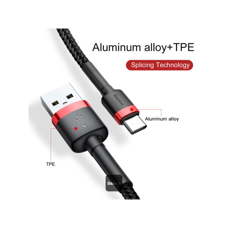 NONAME - Baseus dátový kábel Cafule USB-C 2m 2A červeno-čierny