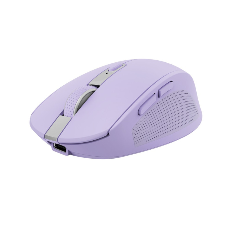 Trust Ozaa/Kancelárska/Optická/Pre pravákov/3 200 DPI/USB+BT/Fialová