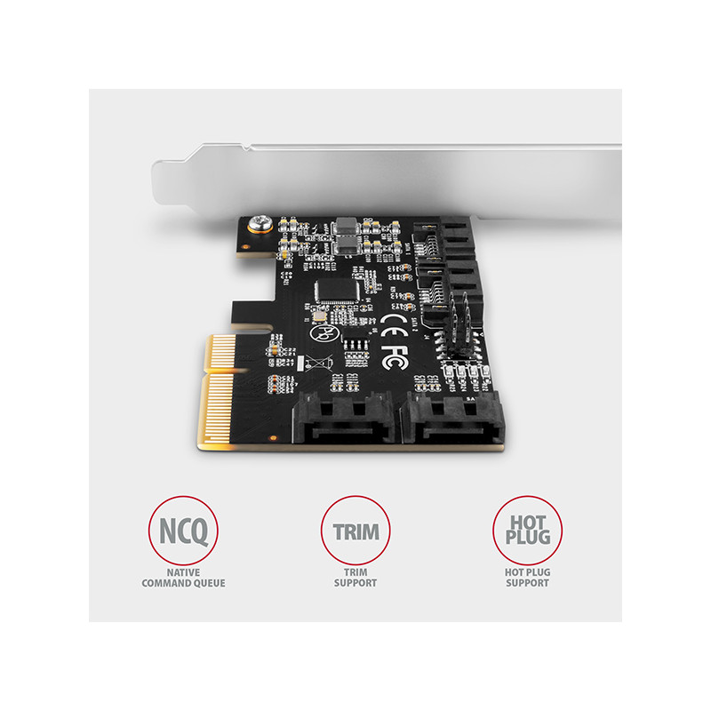 AXAGON PCES-SA4X4, PCIe radič - 4x interný SATA 6G port, ASM1164, SP & LP