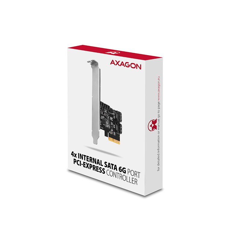 AXAGON PCES-SA4X4, PCIe radič - 4x interný SATA 6G port, ASM1164, SP & LP
